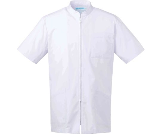 KAZEN メンズ医務衣 半袖 白 4L 327-70 4L 1枚(ご注文単位1枚)【直送品】