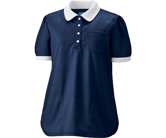 KAZEN レディスニットシャツ ネイビー L KZN239-18 1枚（ご注文単位1枚）【直送品】