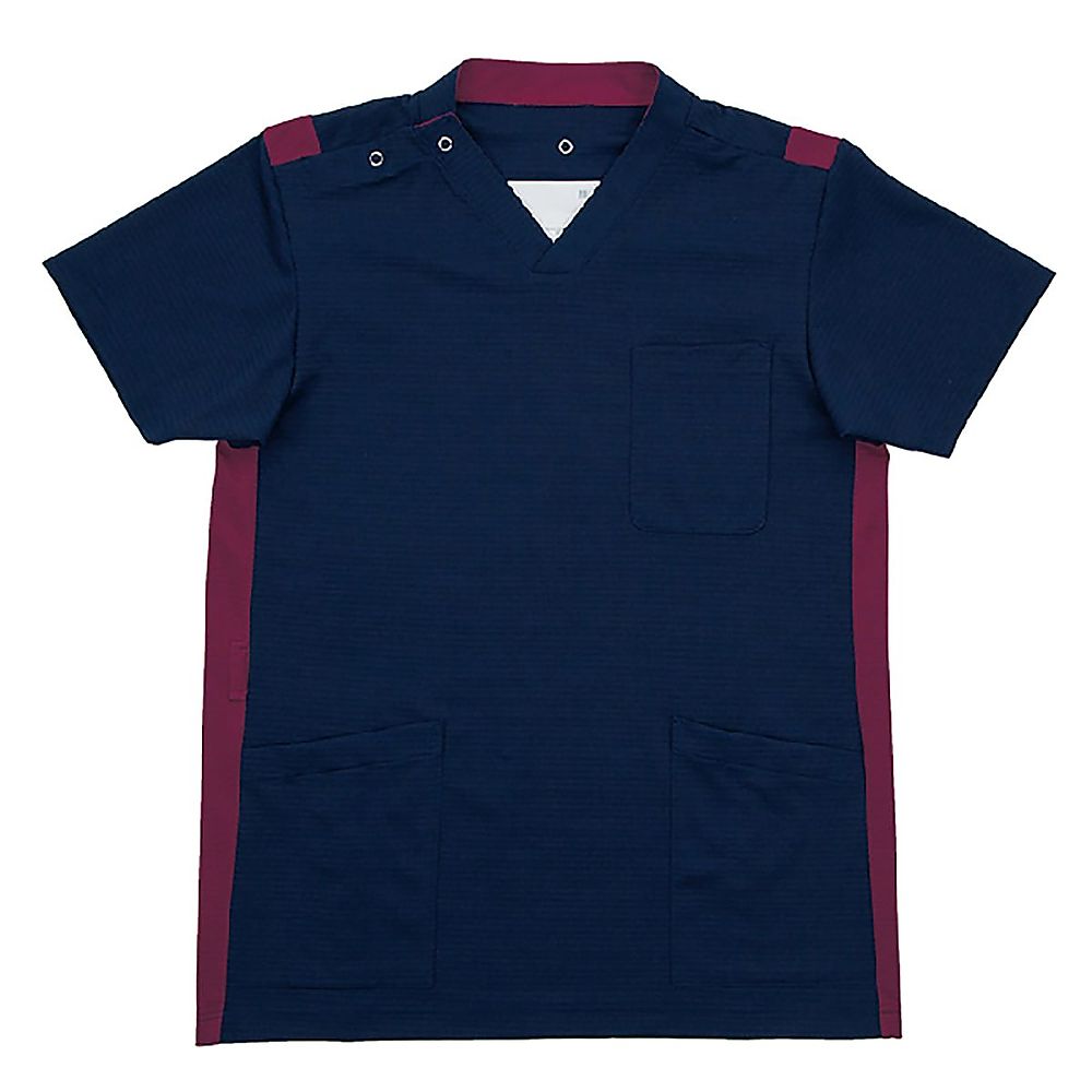 KIRAKU(トンボ) スクラブ ネイビー×ワイン L(身丈72cm) CM305-818 L 1枚(ご注文単位1枚)【直送品】