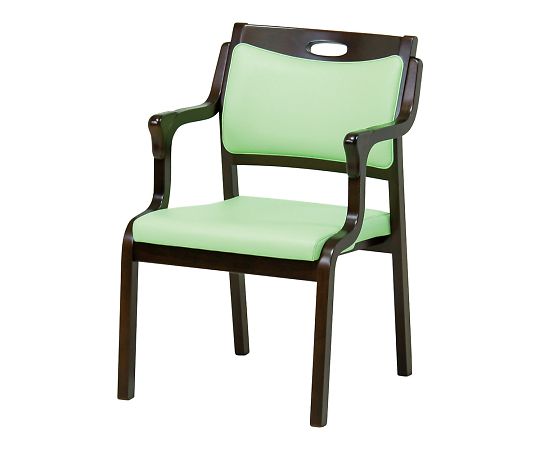 貞苅椅子製作所 スタッキングチェア 半ひじ・グリップ付 2脚入 ブラウン×グリーン Care-111-AC BR AL-G 1箱(ご注文単位1箱)【直送品】