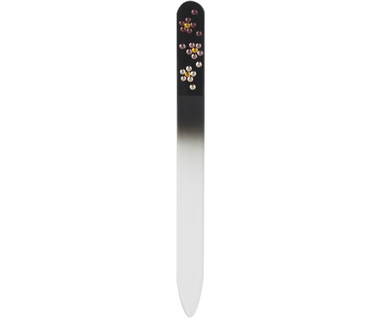 BISON スワロフスキー チェコ製ガラス爪ヤスリ 14cm 両面 黒 1個(ご注文単位1個)【直送品】