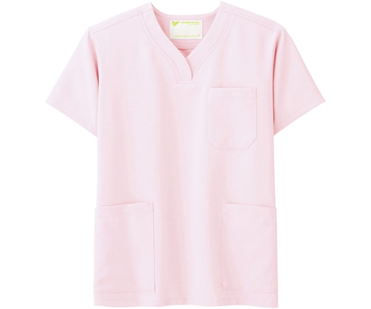 ミドリ安全 作業服 メディカルウェア ベルデクセルフレックス 男女兼用スクラブ VEM1012上 ペールピンク Mサイズ VEM1012-UE-M 1着(ご注文単位1着)【直送品】