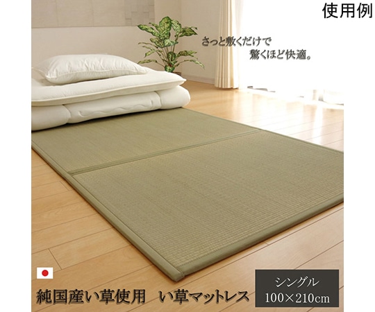 アズワン マットレス シングル 三つ折り い草 置き畳 国産 『い草マットレス』 約100×210cm （裏:不織布） 1110830011738 1個（ご注文単位1個）【直送品】