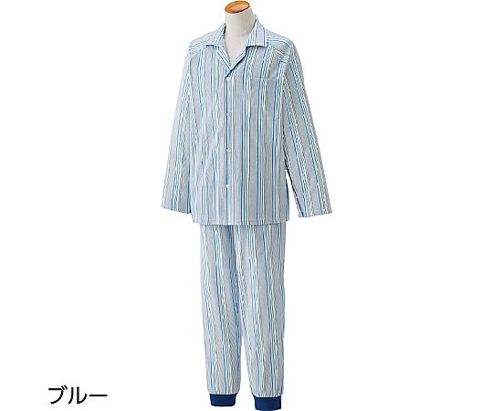 ケアファッション フルオープンパジャマ（紳士用） ブルー L 01885 1着（ご注文単位1着）【直送品】