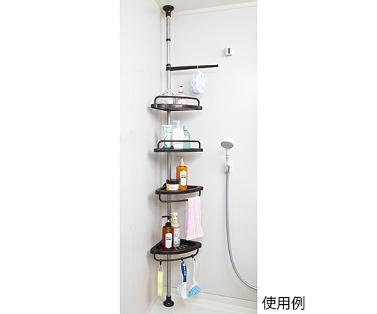 ベストコ ステンレス製 突っ張りコーナーラック 33.5×21.5×185~250cm ND-7835 1個(ご注文単位1個)【直送品】
