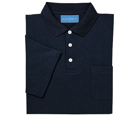 KAZEN 兼用ポロシャツ半袖 黒 3L 232-29 3L 1枚（ご注文単位1枚）【直送品】