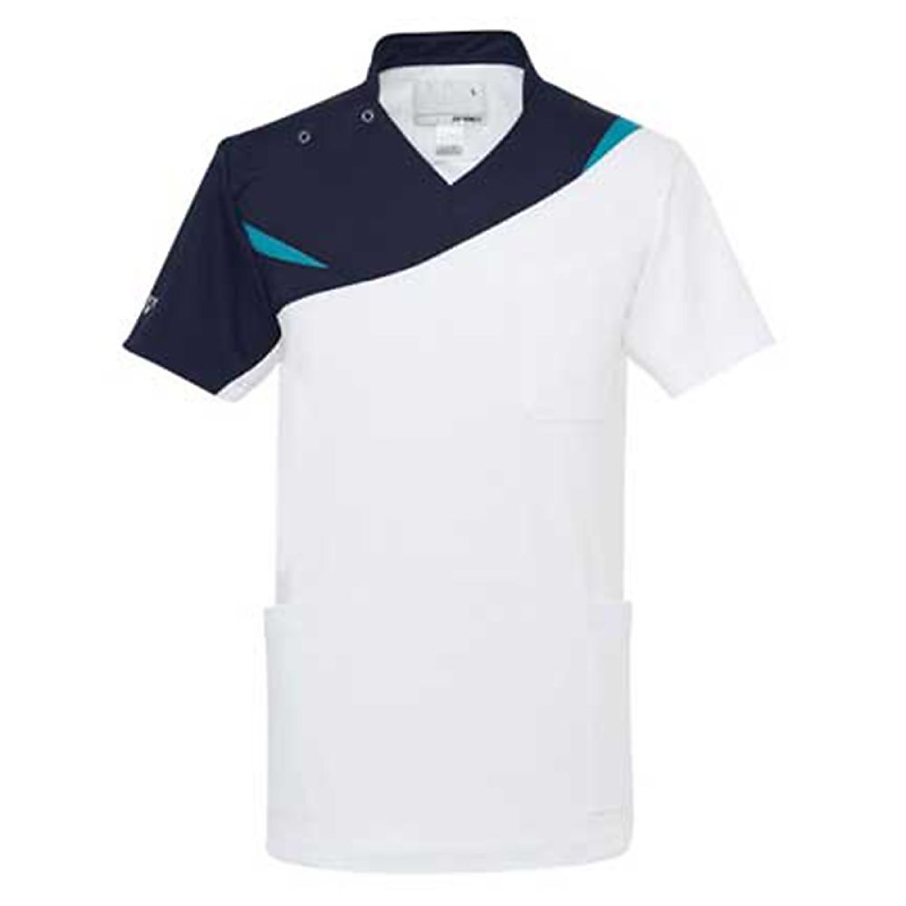 YONEX（トンボ） スクラブ ホワイト×ピーコックグリーン M（身丈70cm） CY801-02 M 1枚（ご注文単位1枚）【直送品】