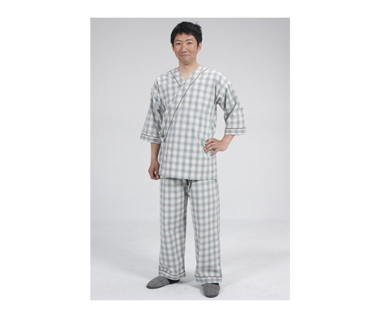特殊衣料 寝巻き セパレートタイプ タータングリーン LLサイズ 0730 1枚（ご注文単位1枚）【直送品】
