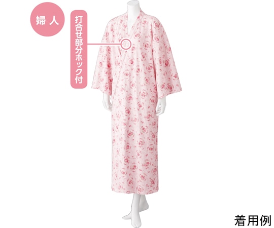 ケアファッション ヒモなし楽々!やわらかワンタッチねまき（婦人）ピンク系 L 800227 1着（ご注文単位1着）【直送品】