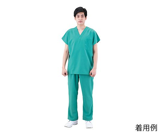 サンアロー 手術衣（男女兼用スクラブ） グリーン 4L 136-92 4L 1枚（ご注文単位1枚）【直送品】