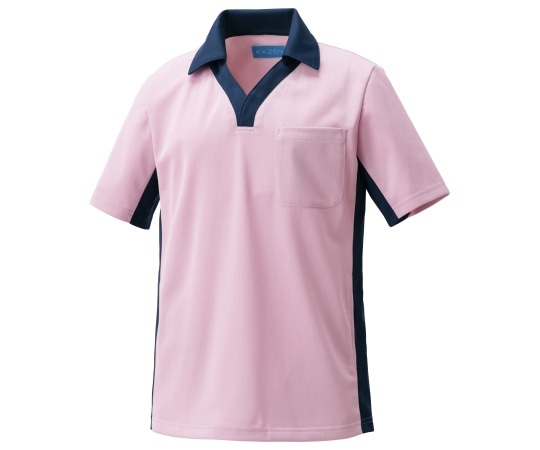 KAZEN ニットシャツ ローズxネイビー 3L KZN218-13 3L 1枚（ご注文単位1枚）【直送品】