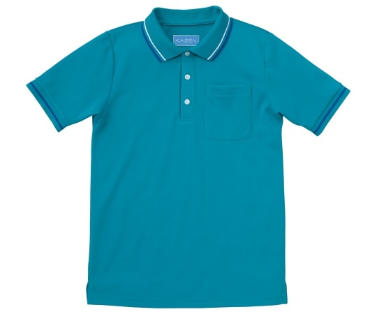 KAZEN ライン入りポロシャツ グリーン L 236-22 L 1枚（ご注文単位1枚）【直送品】