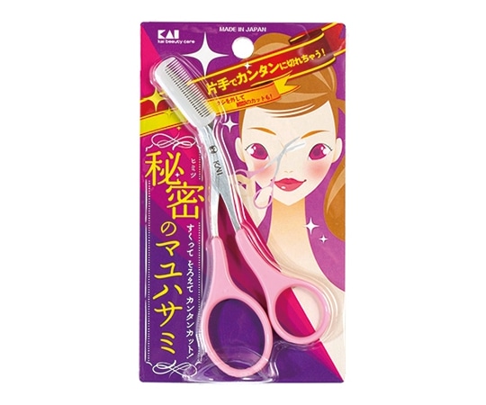 貝印 クシ付きマユハサミ ピンク #000KQ3032 1個（ご注文単位1個）【直送品】