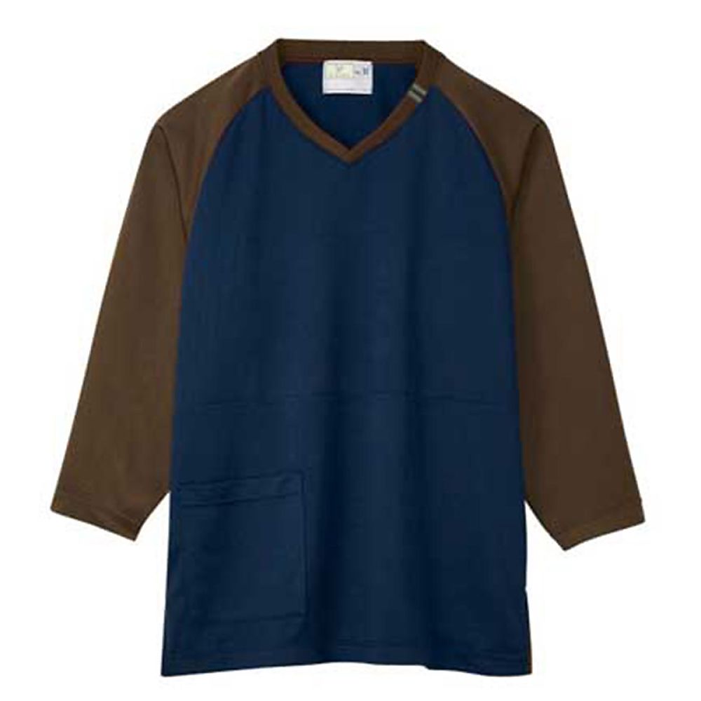 KIRAKU（トンボ） 検診用シャツ ネイビー×ブラウン M（身丈68cm） CR833-30 M 1枚（ご注文単位1枚）【直送品】