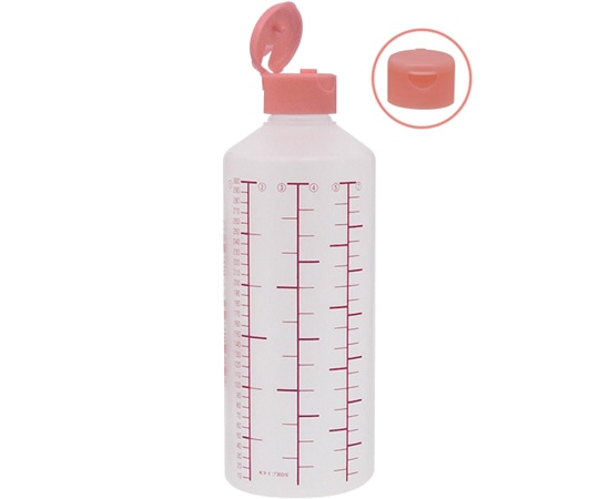 金鵄製作所 K投薬瓶 300mL ワンタッチキャップ(ピンク) 赤色目盛 50本入 23240-039 1箱(ご注文単位1箱)【直送品】