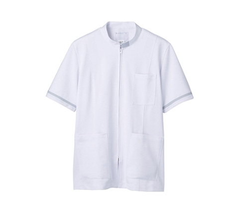 住商モンブラン ジャケット メンズ 半袖 白/グレー 72-856 L 1枚（ご注文単位1枚）【直送品】