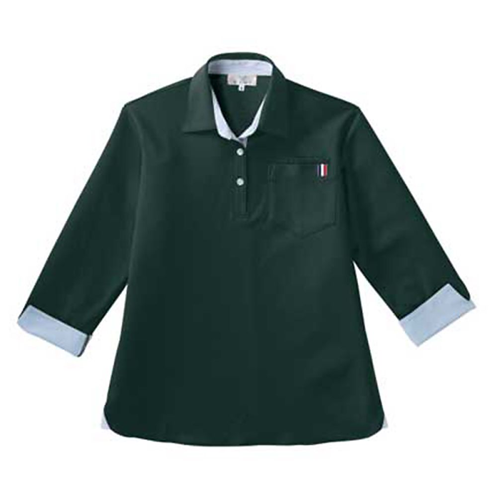 KIRAKU（トンボ） レディスニットシャツ ボトルグリーン S（身丈63.5cm） CR146-49 S 1枚（ご注文単位1枚）【直送品】