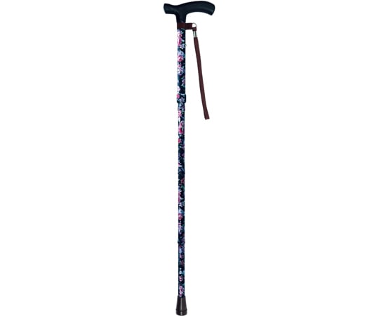 島製作所 折りたたみステッキA 花柄BK 97-F2 1本(ご注文単位1本)【直送品】