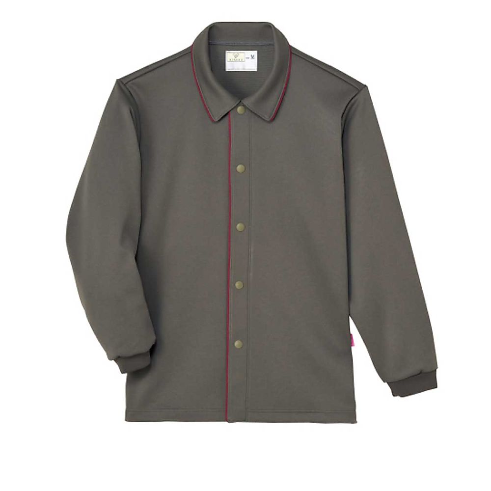 KIRAKU（トンボ） 前開きシャツ グレー×ワイン M（身丈68cm） CV204-318 M 1枚（ご注文単位1枚）【直送品】