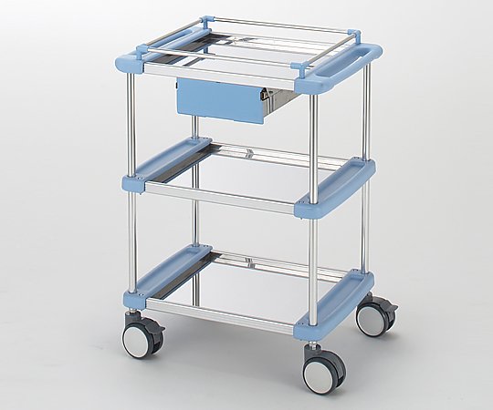 日進医療器 回診車（ナーシングカート） 引出し付き 3段ブルー 640×450×909mm TY415-3H 1台（ご注文単位1台）【直送品】
