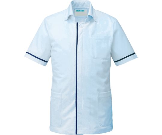KAZEN メンズジャケット半袖 サックス 4L 095-21 4L 1枚（ご注文単位1枚）【直送品】
