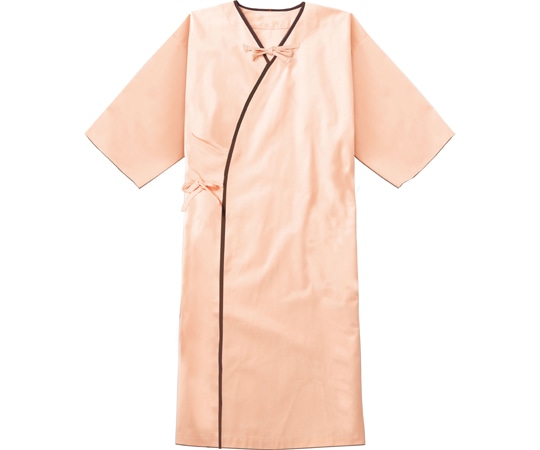 KAZEN 検診衣 サーモン×ブラウン S 303-43 1枚（ご注文単位1枚）【直送品】