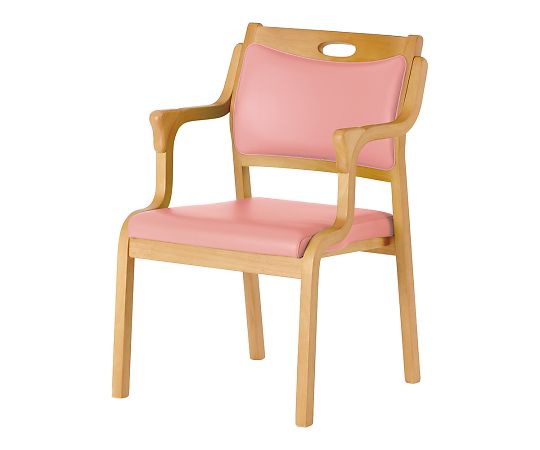 貞苅椅子製作所 スタッキングチェア 半ひじ・グリップ付 2脚入 ライトブラウン×ピンク Care-111-AC LB AL-P 1箱(ご注文単位1箱)【直送品】