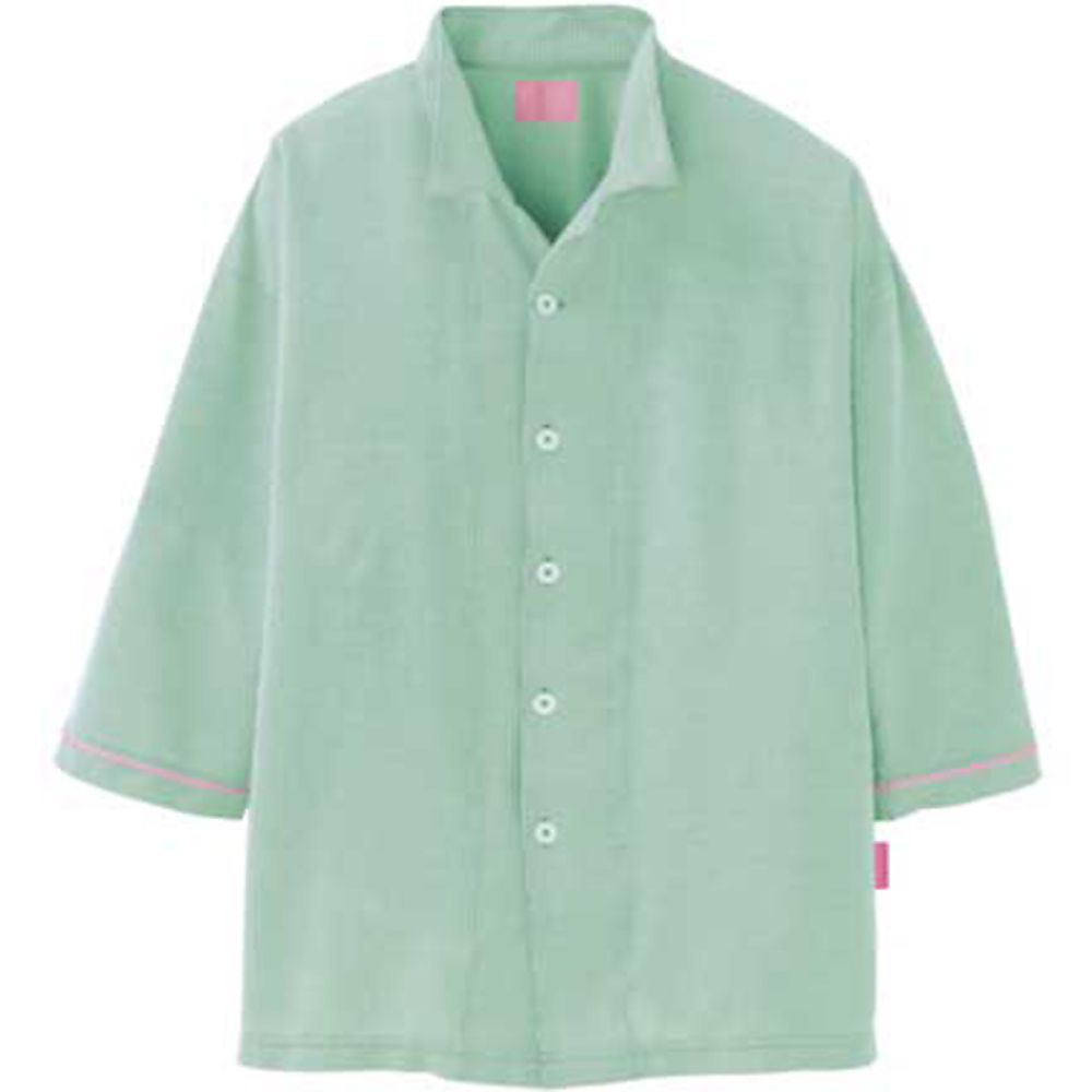 KIRAKU（トンボ） ニット患者衣 前開きシャツ ミント L 1ケース（10枚入） CV001-40 L 1ケース（ご注文単位1ケース）【直送品】