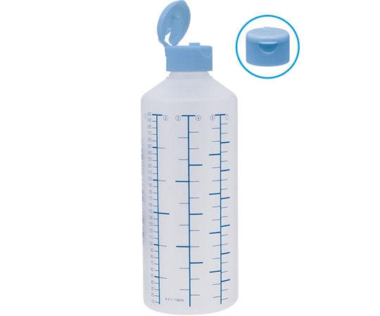 金鵄製作所 K投薬瓶 300mL ワンタッチキャップ(スカイブルー:水) 青色目盛 50本入 23240-025 1箱(ご注文単位1箱)【直送品】