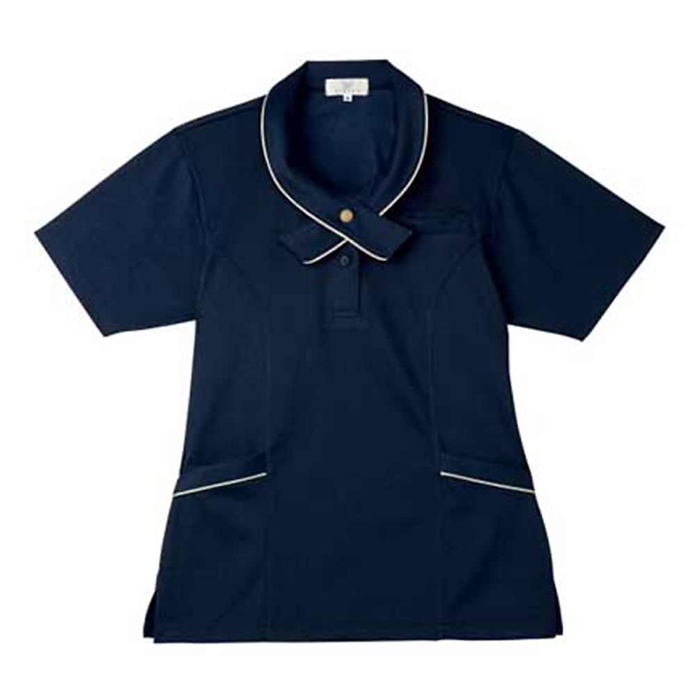 KIRAKU（トンボ） レディスニットシャツ ネイビー M（身丈65cm） CR168-88 M 1枚（ご注文単位1枚）【直送品】
