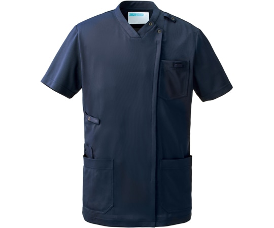KAZEN スクラブジャケット男女半袖 ネイビー 5L KZN715-28 5L 1枚(ご注文単位1枚)【直送品】