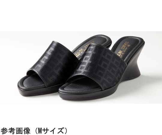 山一 厚底ウエッジデザインミュール ブラック L 610BKL 1足(ご注文単位1足)【直送品】
