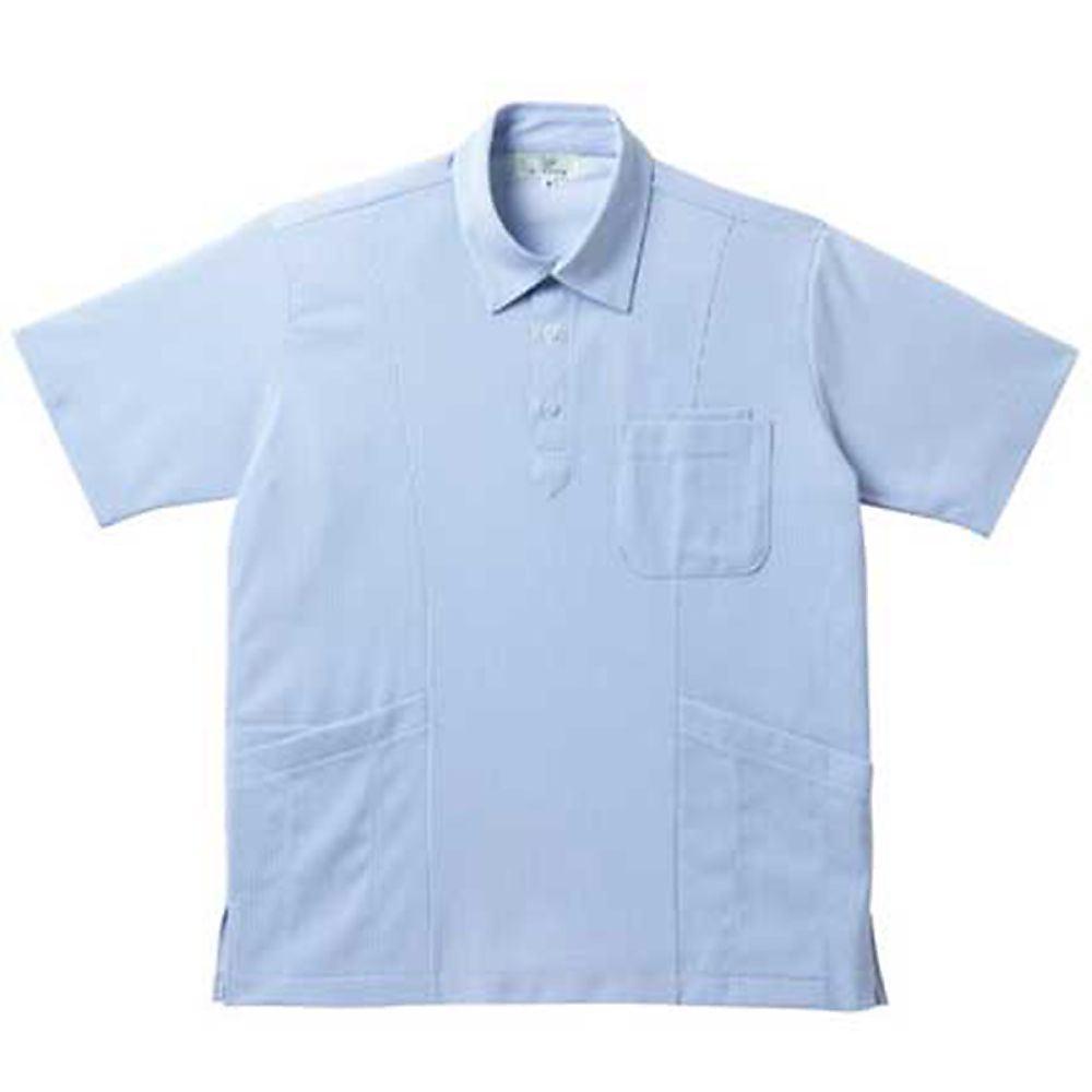 KIRAKU（トンボ） ニットシャツ ブルー 4L（身丈80cm） CR147-75 4L 1枚（ご注文単位1枚）【直送品】