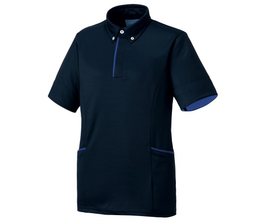 KAZEN ニットシャツ ネイビー SS KZN231-18 SS 1枚（ご注文単位1枚）【直送品】