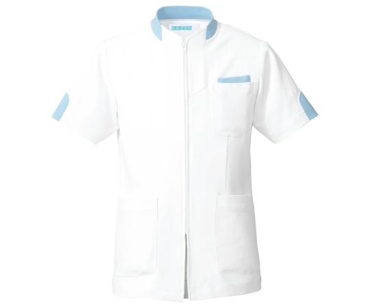 KAZEN ジャケット半袖(男女兼用) サックス LL 248-21 LL 1枚(ご注文単位1枚)【直送品】