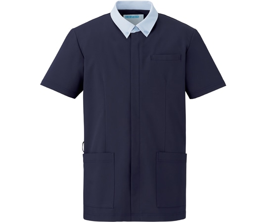 KAZEN メンズジャケット半袖 ネイビー×サックス S 760-48 1枚（ご注文単位1枚）【直送品】