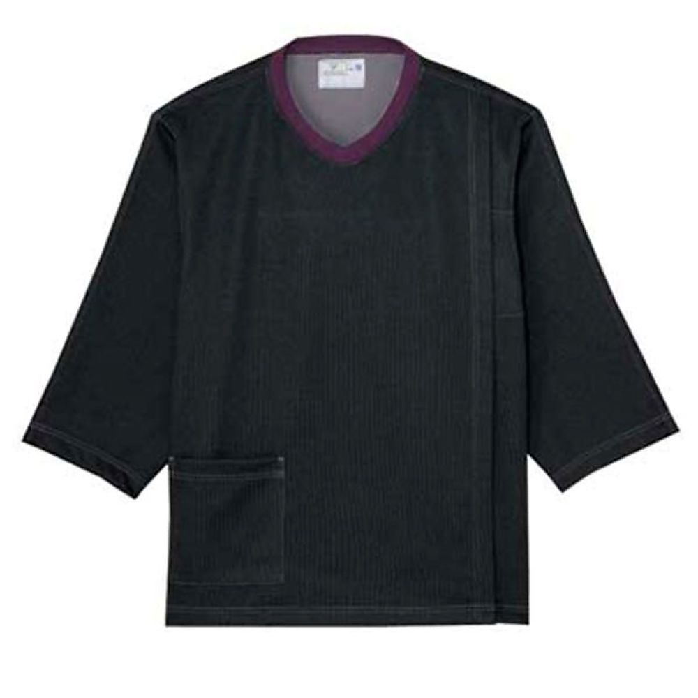 KIRAKU（トンボ） 前開き検診用シャツ ミッドグレー×バイオレット L（身丈71cm） CV317-80 L 1枚（ご注文単位1枚）【直送品】