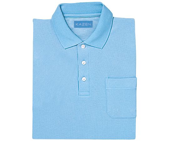 KAZEN 兼用ポロシャツ半袖 サックス 4L 232-21 4L 1枚(ご注文単位1枚)【直送品】