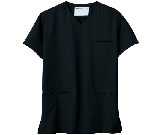 ミドリ安全 作業服 メディカルウェア ベルデクセル 男女兼用 セットアップスクラブ VEM6009上 ブラック 6L VEM6009-UE-6L 1着（ご注文単位1着）【直送品】