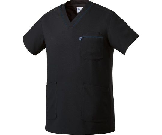 ミズノ スクラブ【男女兼用】 ブラック LL MZ0215-C10 1枚（ご注文単位1枚）【直送品】