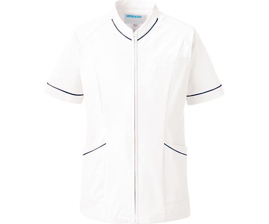 KAZEN スクラブ（男女兼用） ホワイトxネイビー L 055-28 L 1枚（ご注文単位1枚）【直送品】