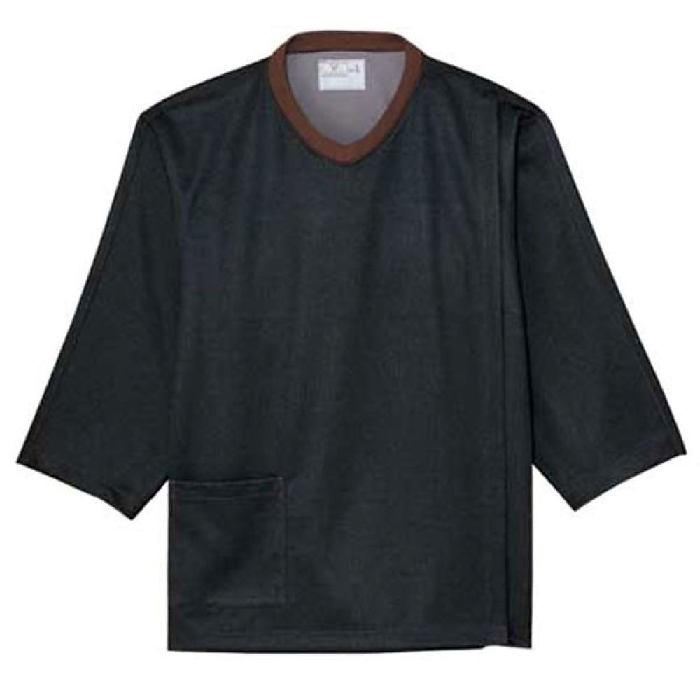 KIRAKU（トンボ） 前開き検診用シャツ ミッドグレー×ブラウン LL（身丈74cm） CV317-30 LL 1枚（ご注文単位1枚）【直送品】