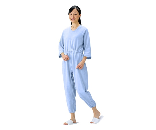マツハシ 介護寝巻 (つなぎタイプ) ブルー/M 1枚(ご注文単位1枚)【直送品】