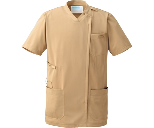 KAZEN スクラブジャケット男女半袖 シナモンベージュ LL KZN715-29 LL 1枚(ご注文単位1枚)【直送品】