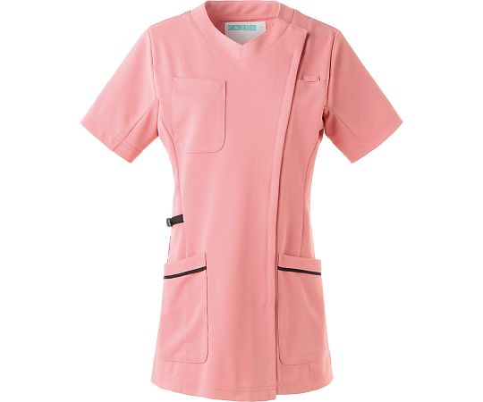 KAZEN レディススクラブジャケット半袖 ピンクxネイビー S 981-43 S 1枚（ご注文単位1枚）【直送品】