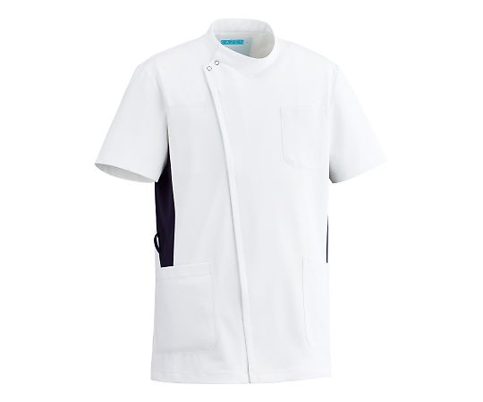KAZEN メンズジャケット半袖 ホワイトxネイビー L 057-28 L 1枚（ご注文単位1枚）【直送品】