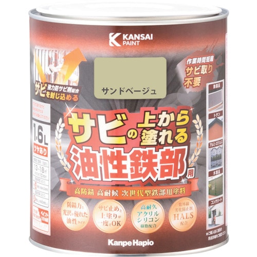 トラスコ中山 KANSAI 油性鉄部用S サンドベージュ 1.6L(ご注文単位1個)【直送品】