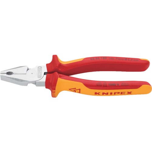 トラスコ中山 KNIPEX 1000V絶縁強力型ペンチ 180mm(ご注文単位1個)【直送品】