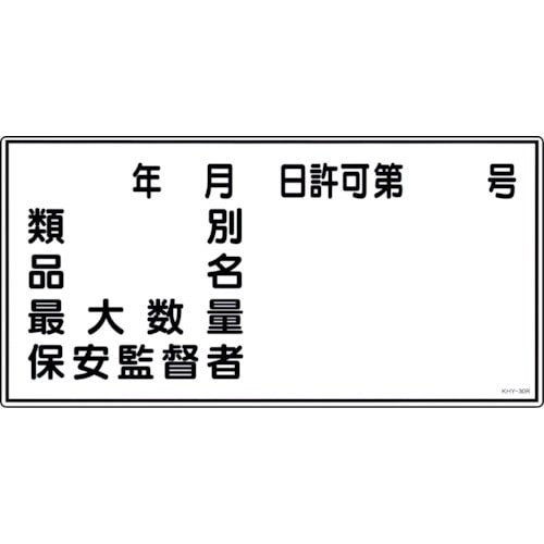 トラスコ中山 緑十字 消防・危険物標識 類別・品名・保安監督者 KHY-30R 300×600mm エンビ(ご注文単位1枚)【直送品】