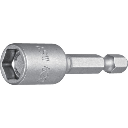 トラスコ中山 エーエスダブリュー 磁石付きソケットビット 差込角6.35x対辺6.0mm 全長50mm(ご注文単位1個)【直送品】
